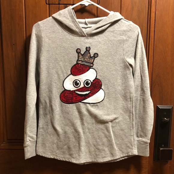 5/$20🦄Justice Poop Emoji Gray Hooded Top size 12 - Picture 4 of 8